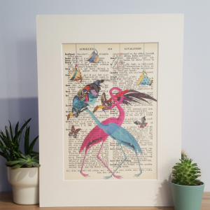 ANTHROPOMORPHIC FLAMINGO PRINT