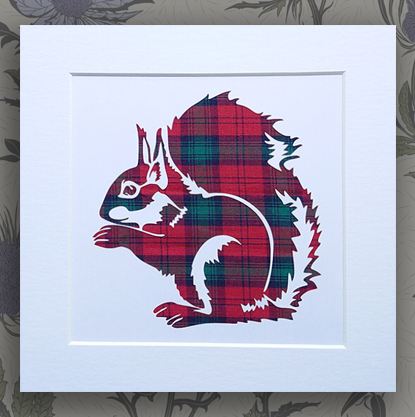 Tartan Backed Red Squirrel Papercut