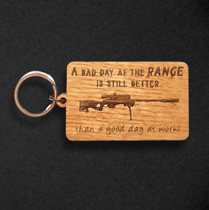 A bad day…at the range Cask Wood Keyring
