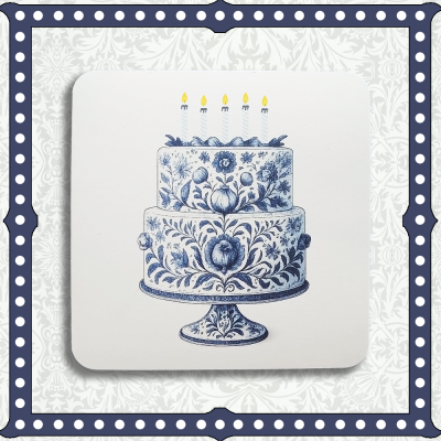 Blue & White Birthday Cake