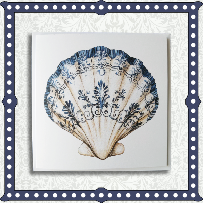 Blue & White Scallop Shell