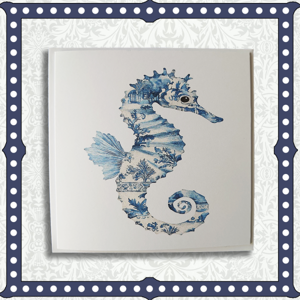 Blue & White Seahorse