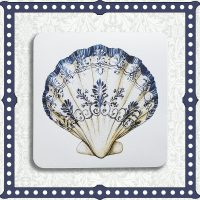 Blue & White Scallop Shell
