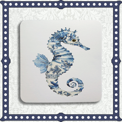 Blue & White Seahorse